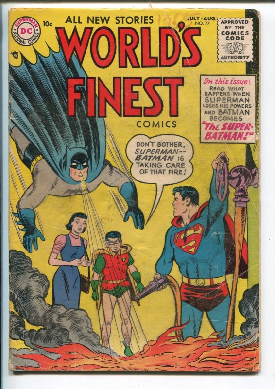 World's Finest #77 (DC Comics, 1955), raw, ungraded comic book — front cover