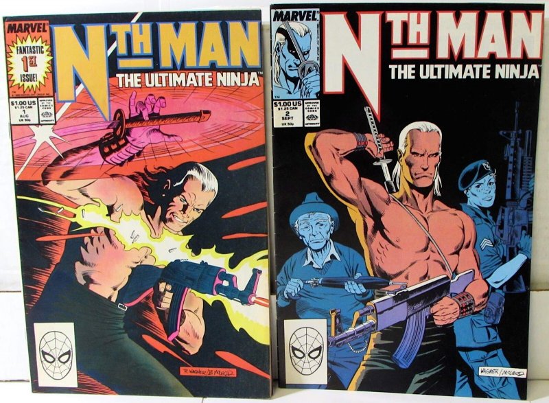 Nth Man the Ultimate Ninja Lot of 2 #1, 2 (1989) Marvel 1st Print Comic Books (Marvel Comics, 1989), raw, ungraded comic book — front cover