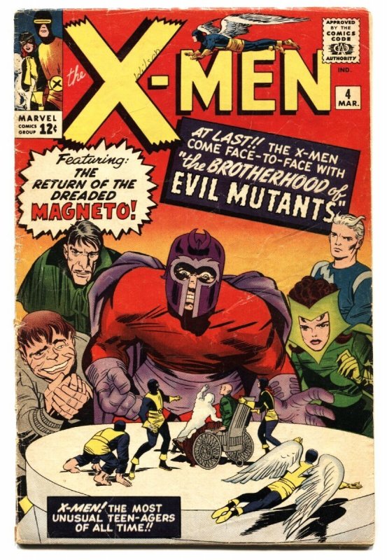 X-Men #4 (Marvel Comics, 1964), raw comic book in VG condition — front cover