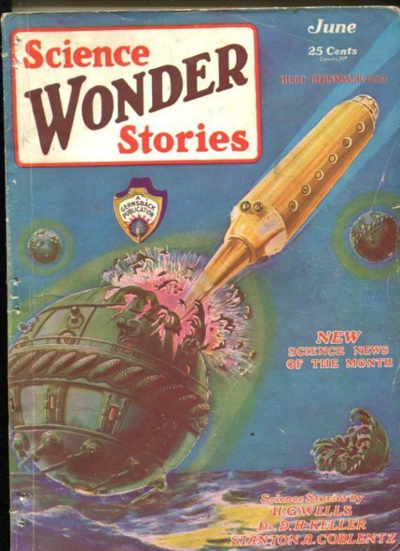Pulp: Science Wonder Stories #1-06/1929-Rocket Cover-Frank R PAUL-vg, raw, ungraded comic book — front cover