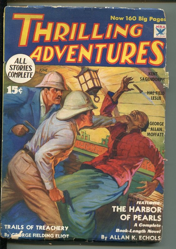 Thrilling Adventures 06/1934-Oriental VILLAIN-CANNIBALS-INDIANS-PULP-vg Minus, raw, ungraded comic book — front cover