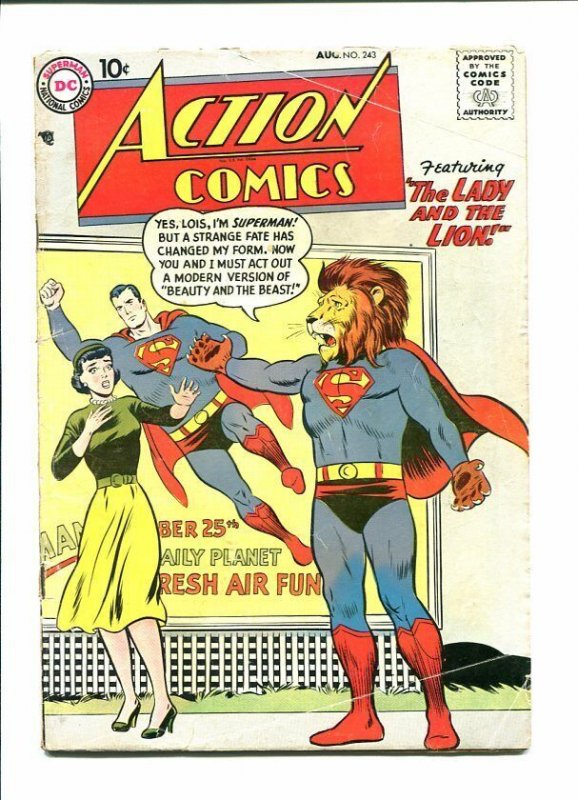 Action #243 (DC Comics, 1958), raw comic book in VG condition — front cover