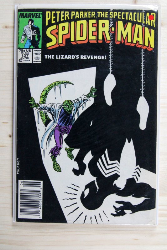 Peter Parker, the Spectacular Spider-Man #127 (Marvel Comics, 1987), raw comic book in FN/VF 7.0 condition — front cover