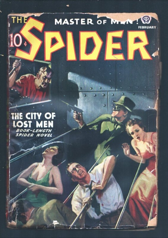 The Spider Pulp 2/1938 - City of Lost Men - John Howitt Cover- G, raw, ungraded comic book — front cover