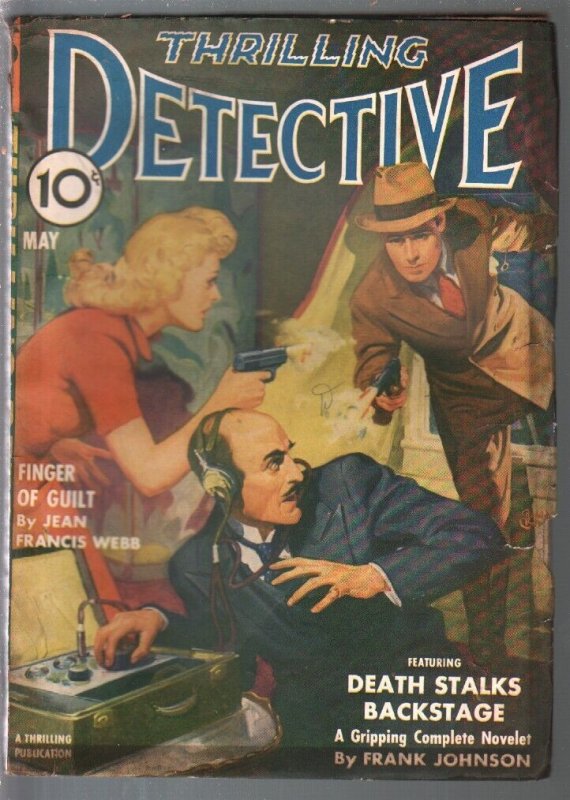 Pulp: Thrilling Detective 5/1941-gun Moll Cover-Rudolph Belarski-hardboiled-FN-, raw comic book in FN- condition — front cover