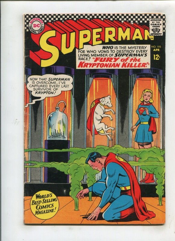 Superman #195 (DC Comics, 1967), raw comic book in 4.0 condition — front cover