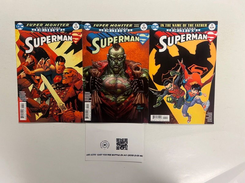 3 Superman DC Comic Books #11, raw, ungraded comic book — front cover