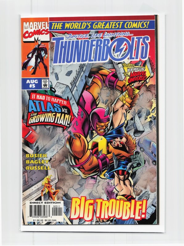Thunderbolts #5 (Marvel Comics, 1997), raw, ungraded comic book — front cover