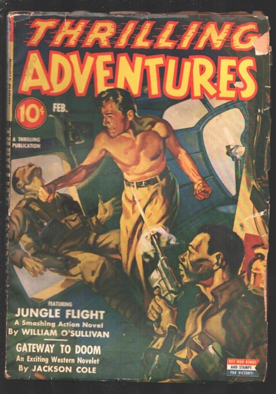Thrilling Adventures 2/1943-Fight the Japanese Cover-"Norgon the Hunter" Hero pu, raw, ungraded comic book — front cover