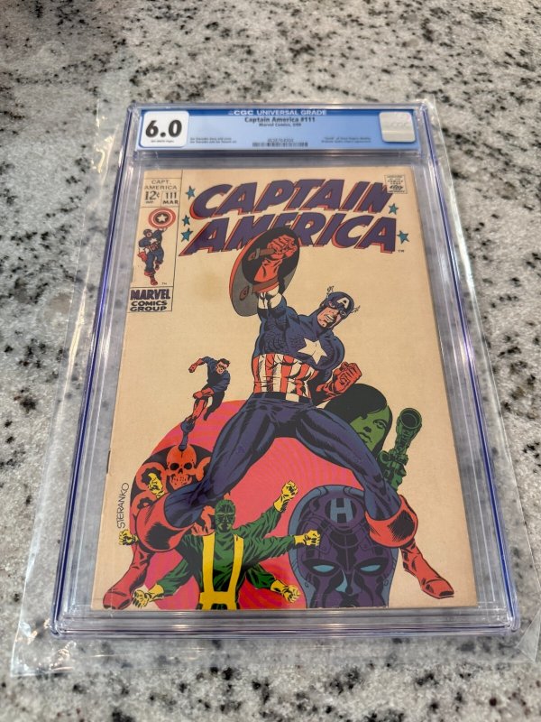 Captain America #111 (Marvel Comics), CGC 6.0 graded comic book, Universal Blue label — front cover in its holder