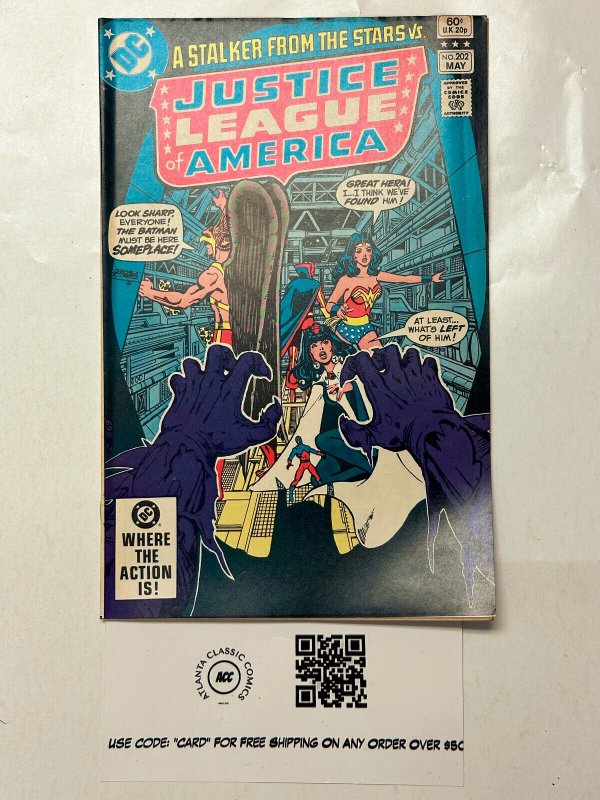 Justice League of America #202 (DC Comics, 1982), raw comic book in VF condition — front cover