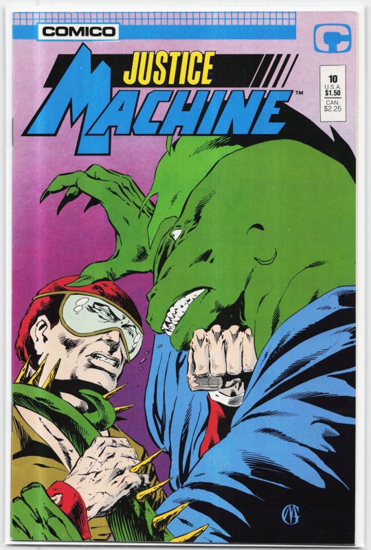 Justice Machine #10 (1987), raw, ungraded comic book — front cover