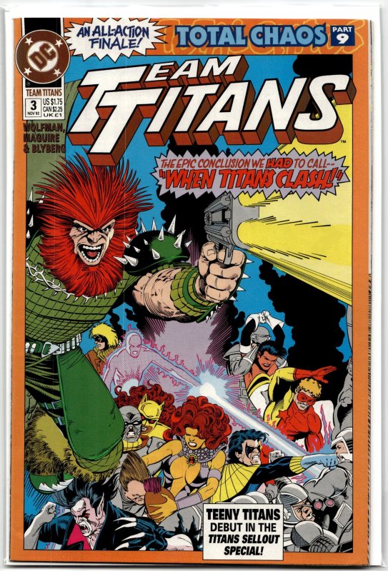 Team Titans #3 (DC Comics, 1992), raw, ungraded comic book — front cover