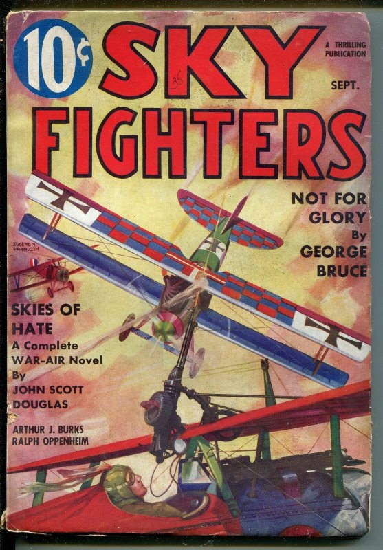 SKY Fighters 9/1935-AIR WAR Pulp-Wwi-Bi-Plane-Thrills-Machine GUN-fn/vf, raw, ungraded comic book — front cover
