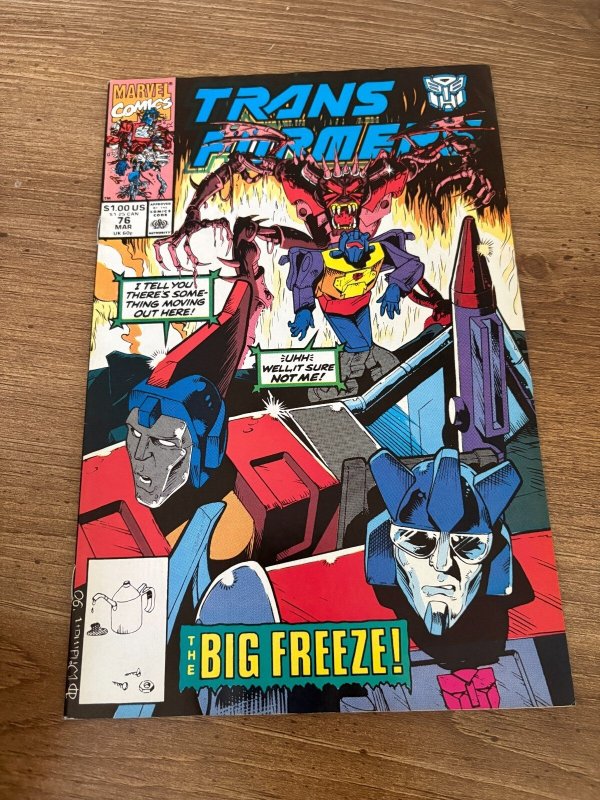 Transformers #76 (Marvel Comics), raw comic book in VF condition — front cover