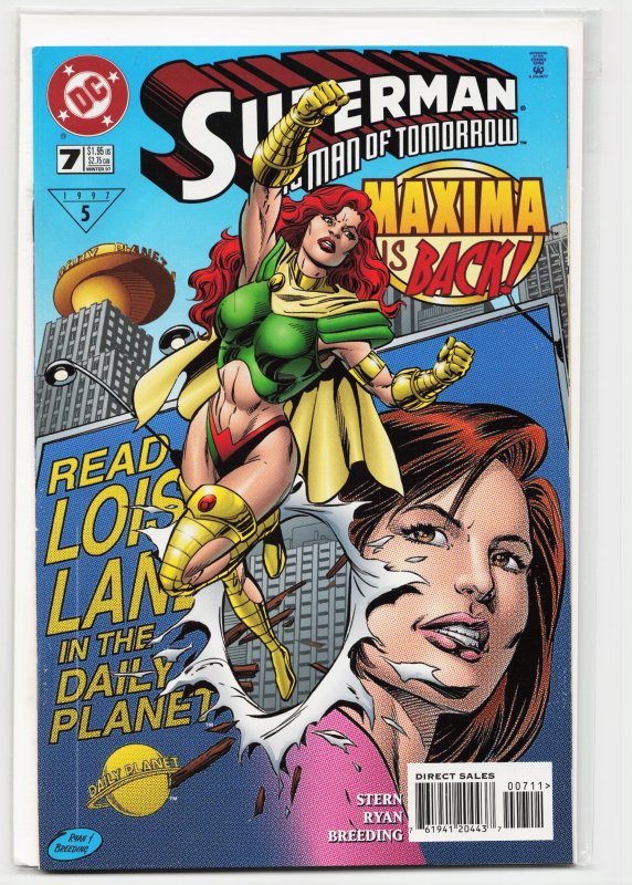 Superman: The Man of Tomorrow #7 (DC Comics, 1996), raw, ungraded comic book — front cover