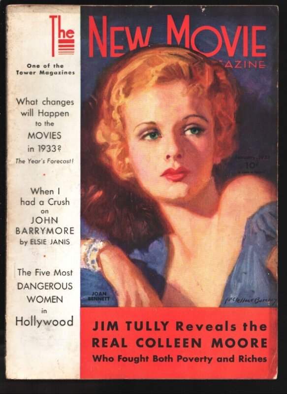 MAG: New Movie 1/1933-Tower-Joan Bennett-McClelland Barclay-Boris Karloff -Be..., raw, ungraded comic book — front cover