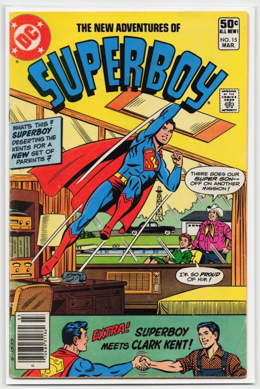 The New Adventures of Superboy #15 (DC Comics, 1981), raw, ungraded comic book — front cover