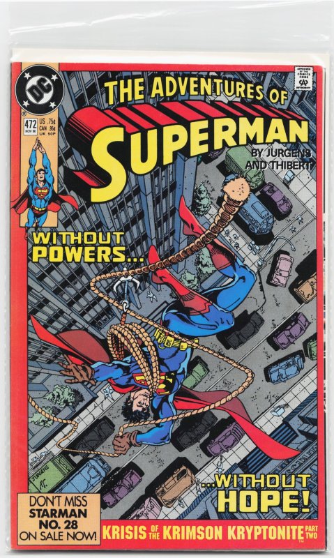 Adventures of Superman #472 (DC Comics, 1990), raw, ungraded comic book — front cover