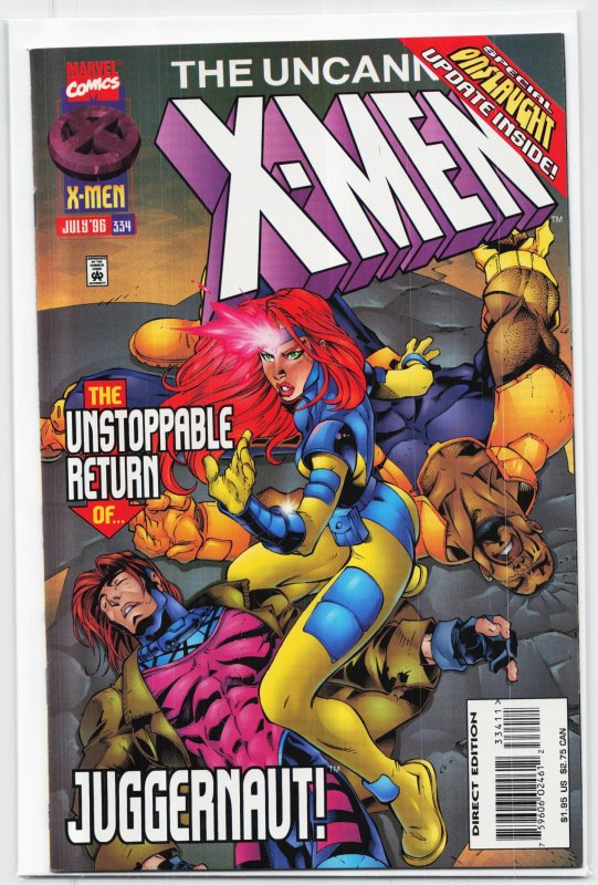 The Uncanny X-Men #334 (Marvel Comics, 1996), raw, ungraded comic book — front cover
