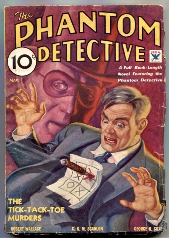 Phantom Detective Pulp March 1934- Tick-Tack-Toe Murders (1934), raw, ungraded comic book — front cover