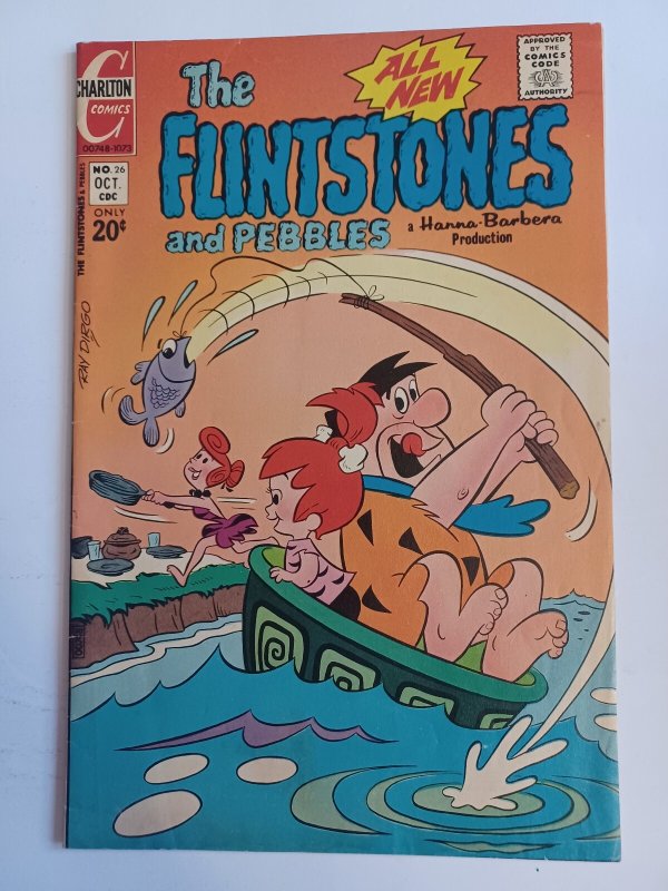 The Flintstones and Pebbles #26 (Charlton Comics, 1973), raw comic book in FN condition — front cover
