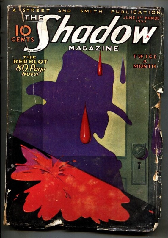 Shadow June #1 (1933), raw, ungraded comic book — front cover
