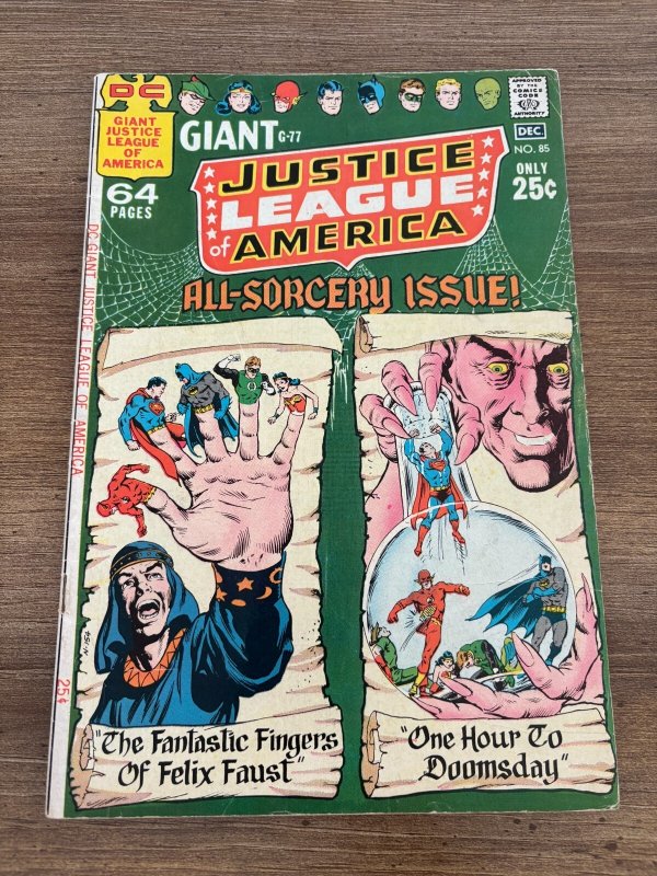Justice League of America # G-77 / 85 FN DC Comic Book Batman Superman 4 J347 (DC Comics), raw comic book in FN condition — front cover
