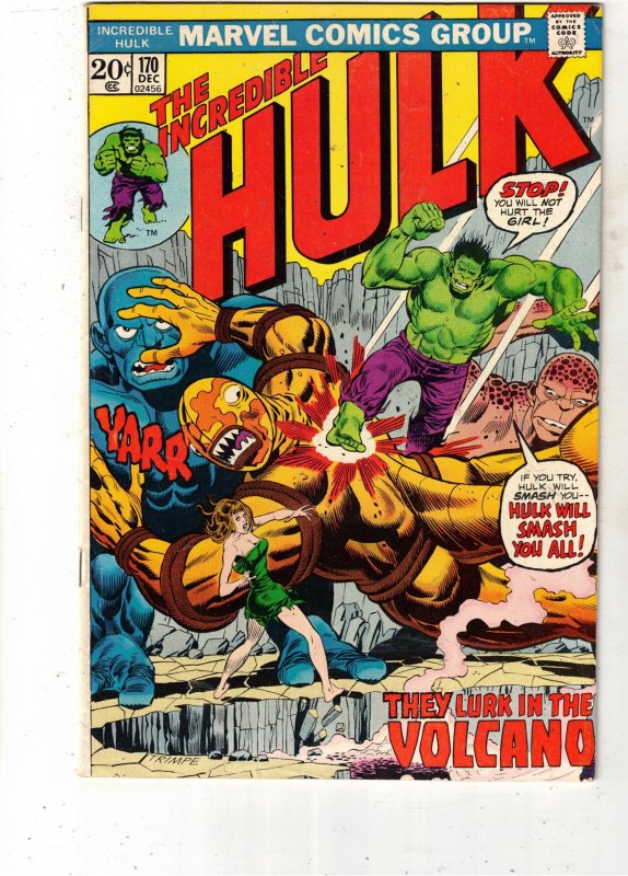 Incredible Hulk #170 (Marvel Comics), raw comic book in VF/NM condition — front cover