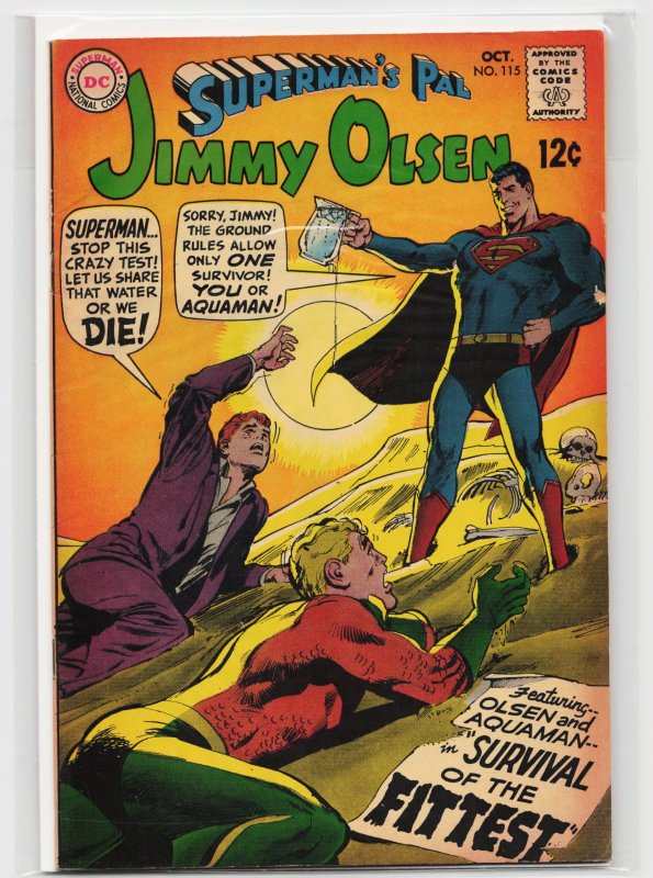 Superman's Pal, Jimmy Olsen #115 (DC Comics, 1968), raw, ungraded comic book — front cover