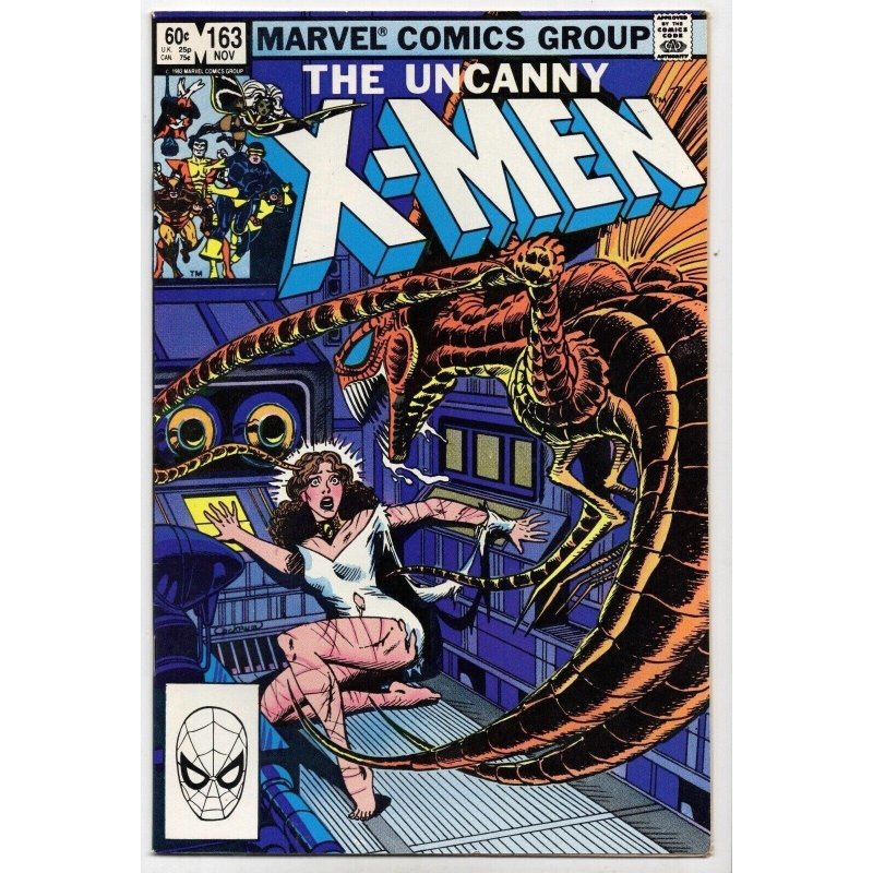 The Uncanny X-Men #163 (Marvel Comics, 1982), raw comic book in VF+ 8.5 condition — front cover
