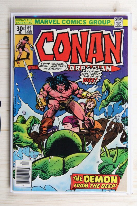 Conan the Barbarian #69 (Marvel Comics, 1976), raw comic book in FN- 5.5 condition — front cover