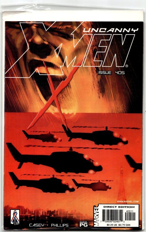 The Uncanny X-Men #405 (Marvel Comics, 2002), raw, ungraded comic book — front cover