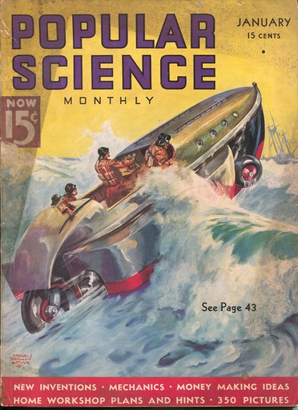 Pulp: Popular Science 1/1937-Edgar F Wittmark-pulp Thrills-La Brea-VG, raw comic book in VG condition — front cover