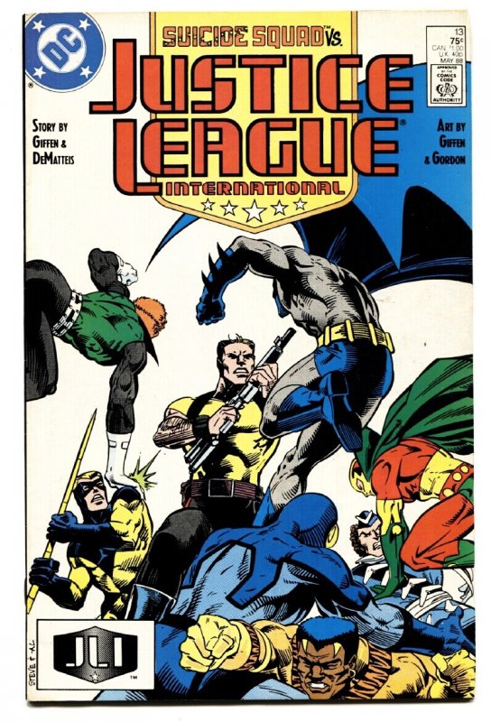 Justice League International #13 (DC Comics, 1988), raw comic book in VF/NM condition — front cover