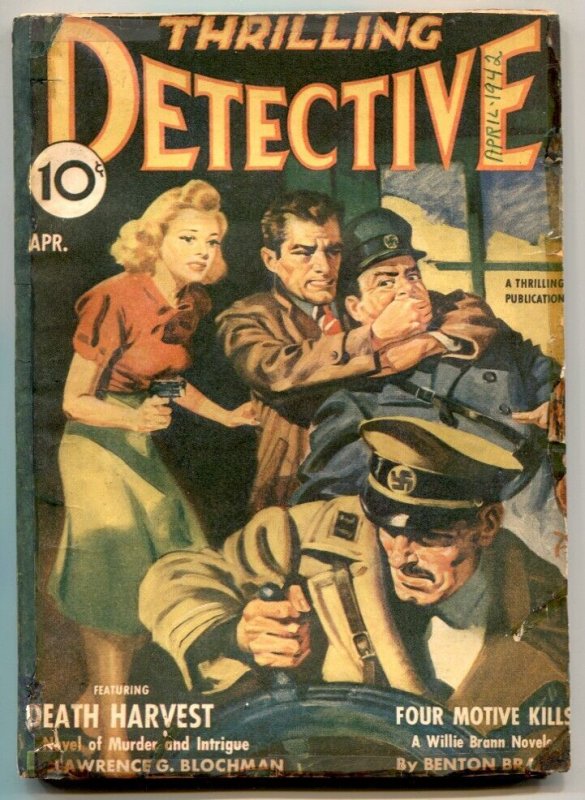 Pulp: Thrilling Detective Pulp April 1942- Death Harvest- Restored (1942), raw, ungraded comic book — front cover
