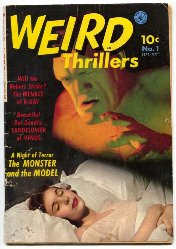 Weird Thrillers #1 (1951), raw comic book in VG condition — front cover