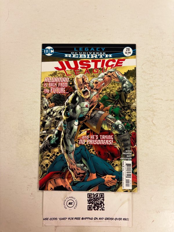 Justice League #28 (DC Comics), raw comic book in NM condition — front cover