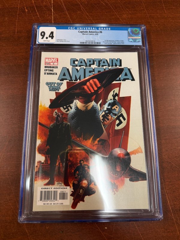 Captain America #6 (Marvel Comics), CGC 9.4 graded comic book, Universal Blue label — front cover in its holder