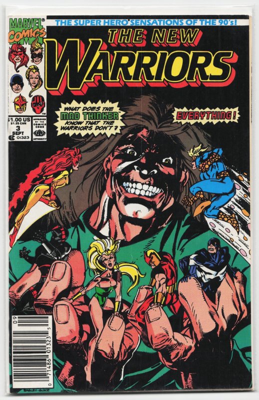 The New Warriors #3 (Marvel Comics, 1990), raw, ungraded comic book — front cover
