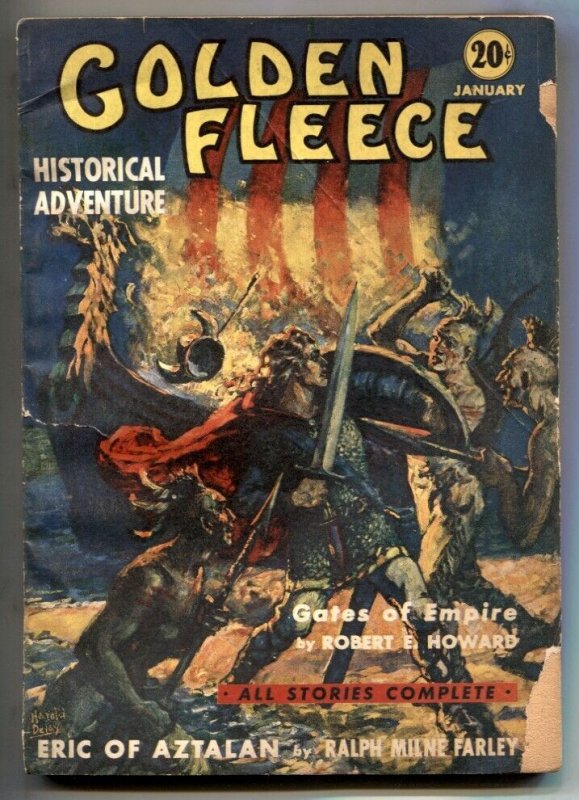 Pulp: Golden Fleece Pulp January 1939-Gates of Empire Robert E Howard (1939), raw, ungraded comic book — front cover