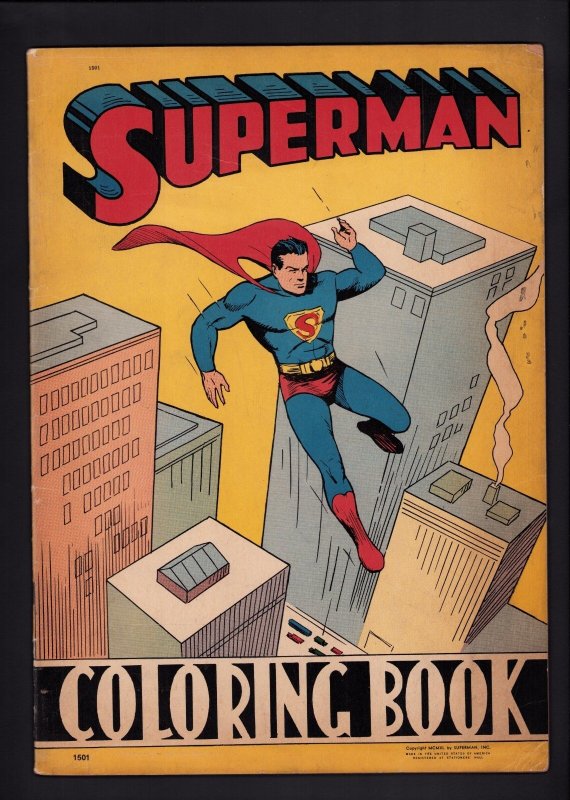 1940 Superman LG Coloring Book #1501 (1940), raw comic book in 3.0 condition — front cover