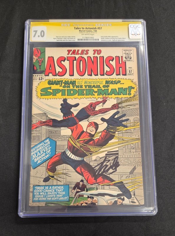 Tales to Astonish #57 (Marvel Comics, 1964), CGC 7.0 graded comic book, Signature Series label — front cover in its holder