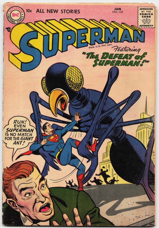 Superman #110 (DC Comics, 1957), raw, ungraded comic book — front cover