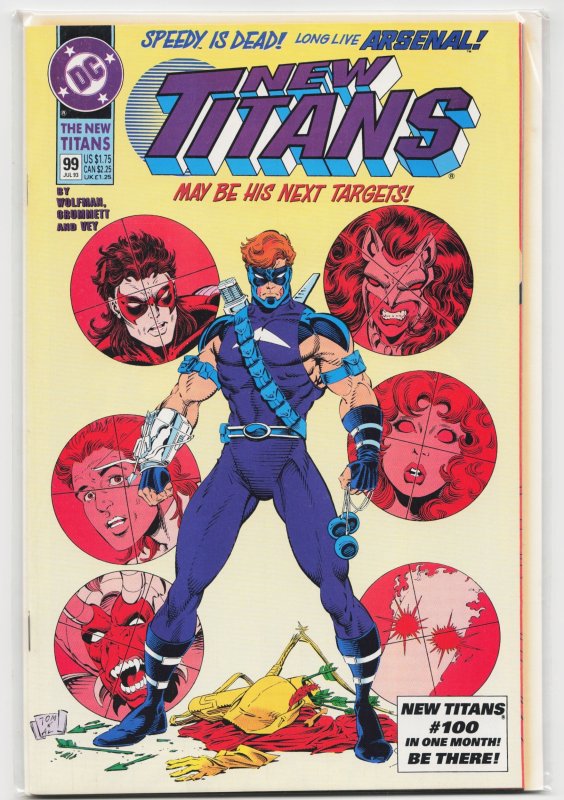 The New Titans #99 (DC Comics, 1993), raw, ungraded comic book — front cover