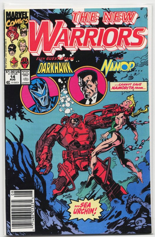 The New Warriors #14 (Marvel Comics, 1991), raw, ungraded comic book — front cover