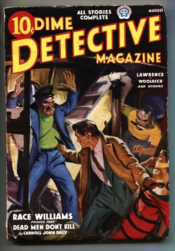 Dime Detective August 1937- Race Williams- Hugh B Cave- Vg/fn (Popular Publications, 1937), raw, ungraded comic book — front cover