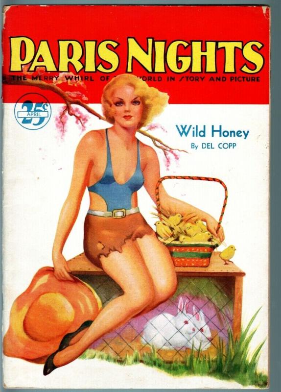 Paris Nights Pulp April 1935-Great Spicy Cover-Wild Honey-includes Photo Section (1935), raw, ungraded comic book — front cover