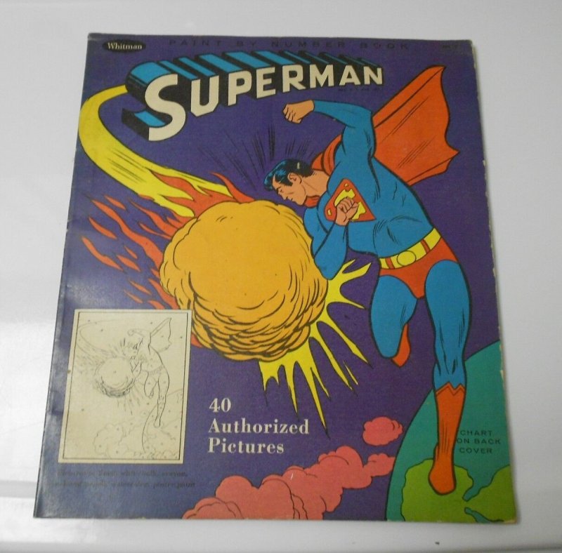 Superman Paint by Numbers 1966 Whitman 80 pgs 5/5.5 Unused (1966), raw comic book in 5.5 condition — front cover
