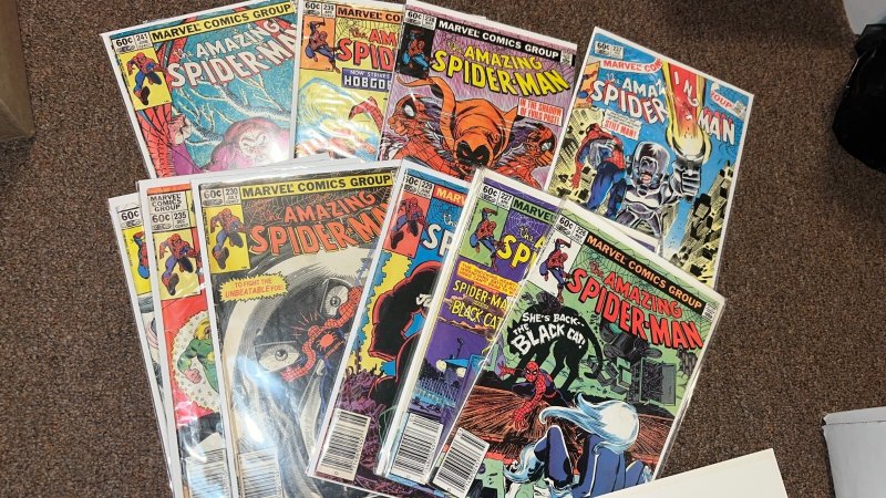 Huge Amazing Spider-Man Lot, Complete Run 226-400, Has 238 298 299 300 316 361, raw, ungraded comic book — front cover